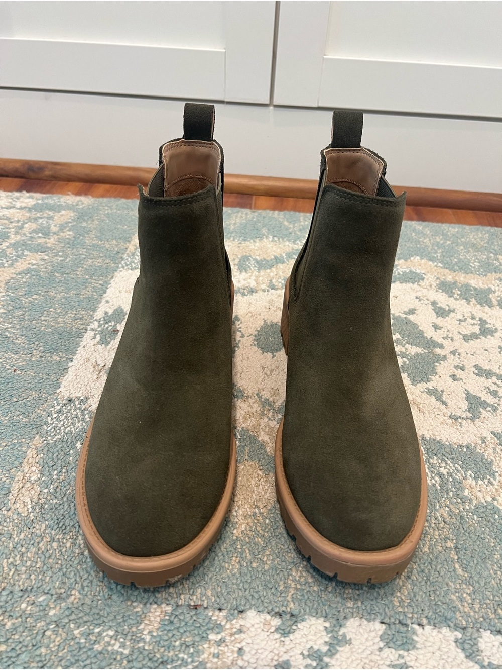Blondo Olive Green Suede Chelsea Ankle Boots
